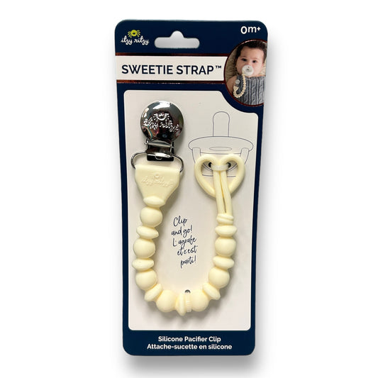 NEW! Itzy Ritzy Sweetie Strap Silicone Pacifier Clip, buttercream beaded