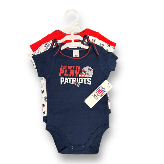 NEW! Boys NFL Size 3-6 Months Red/Navy Patriots Football Onesies