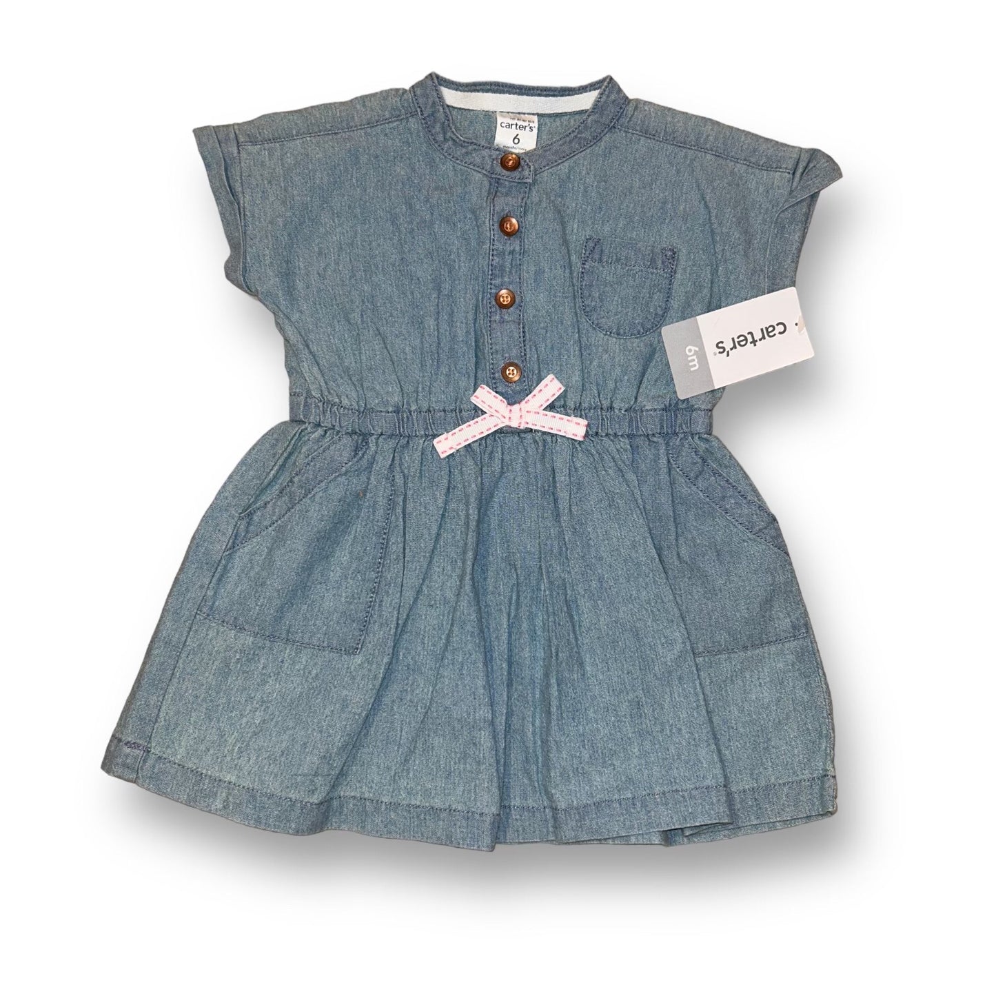 NEW! Girls Carter's Size 6 Months Denim Button Top Dress