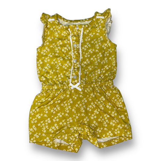 Girls Carter's Size 9 Months Mustard Floral Print Sleeveless Romper