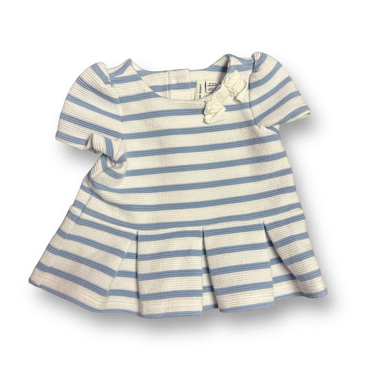 Girls Janie and Jack Size 0-3 Months White & Blue Striped Short Sleeve Dress
