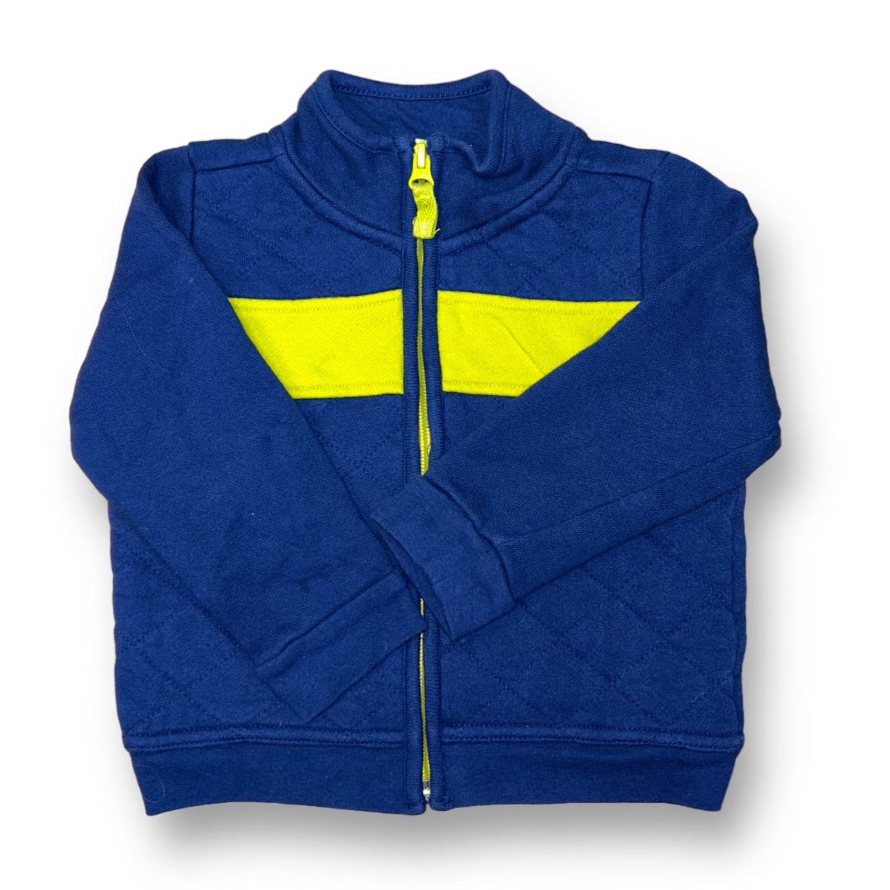 Toddler Old Navy Boys Size 18-24 Months Blue & Gold Full Zip Quilted Sweatshirt