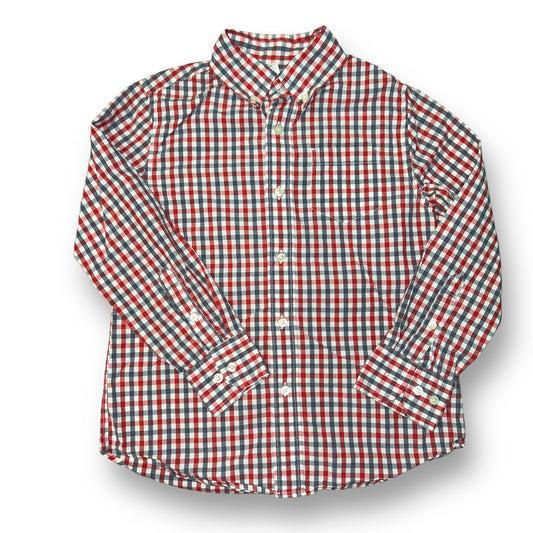 Boys Crew Cuts Size 6/7 Red/Gray Soft Checkered Button Down Shirt