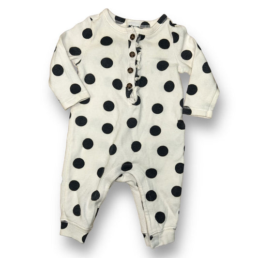 Girls Old Navy Size 3-6 Months Black & White Polka Dot Thermal FootlessOne-Piece