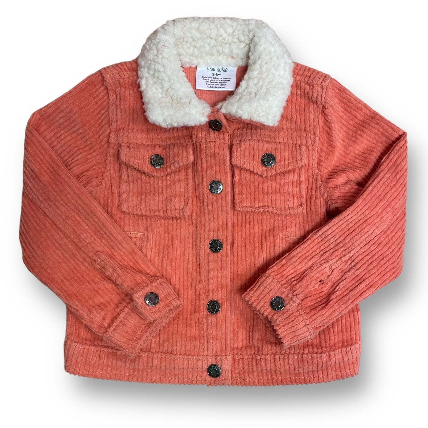 Girls Okie Dokie Size 24 Months Peach Sherpa Collar Corduroy Jacket