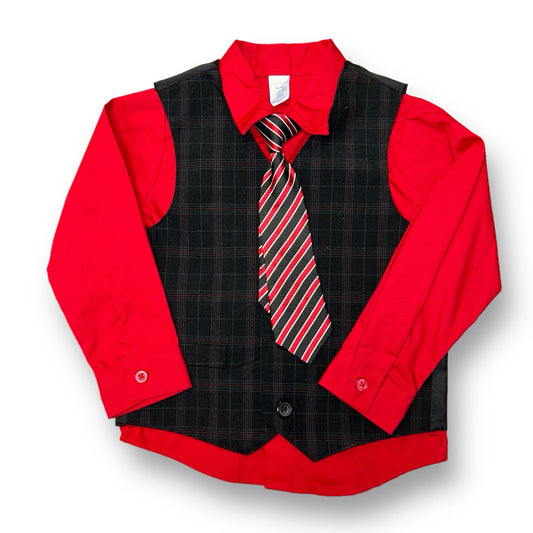 Boys Size 3 Red/Black 3-Pc Vest, Necktie, & Formal Shirt