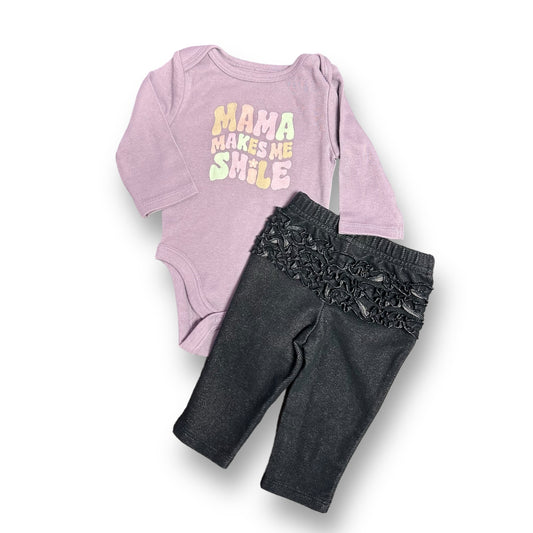 Girls Jumping Beans Size Newborn Purple Long Sleeve Snap Bottom 2-Pc Outfit