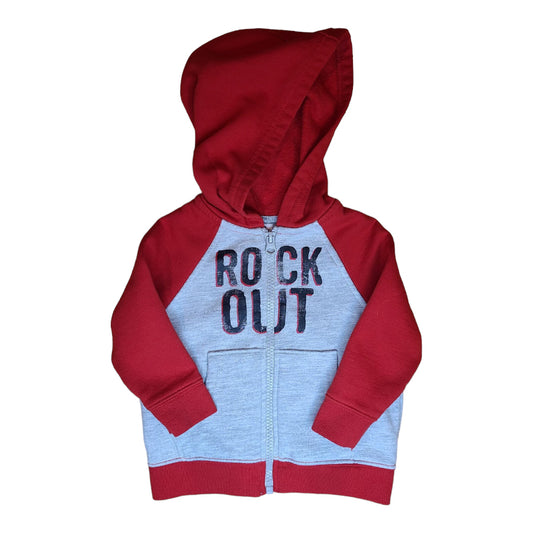 Boys Size 12 Months Red & Gray Zippered Pocket Hoodie