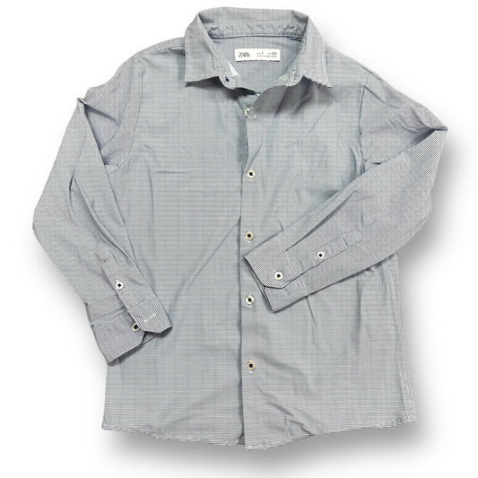 Boys Zara Size 7 Blue & White Button Down Long Sleeve Shirt