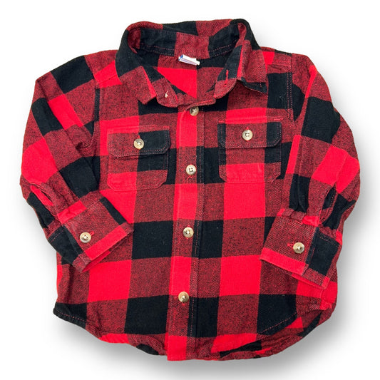 Boys Old Navy Size 18-24 Months Red/Black Plaid Flannel Shirt