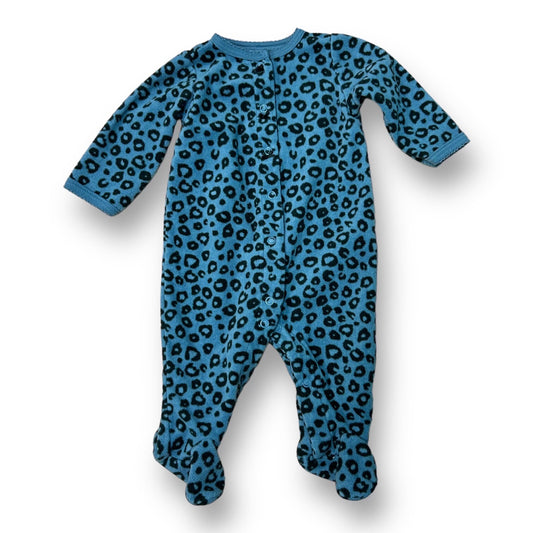 Girls Carter's Size 3 Months Blue Fleece Leopard Print One-Piece