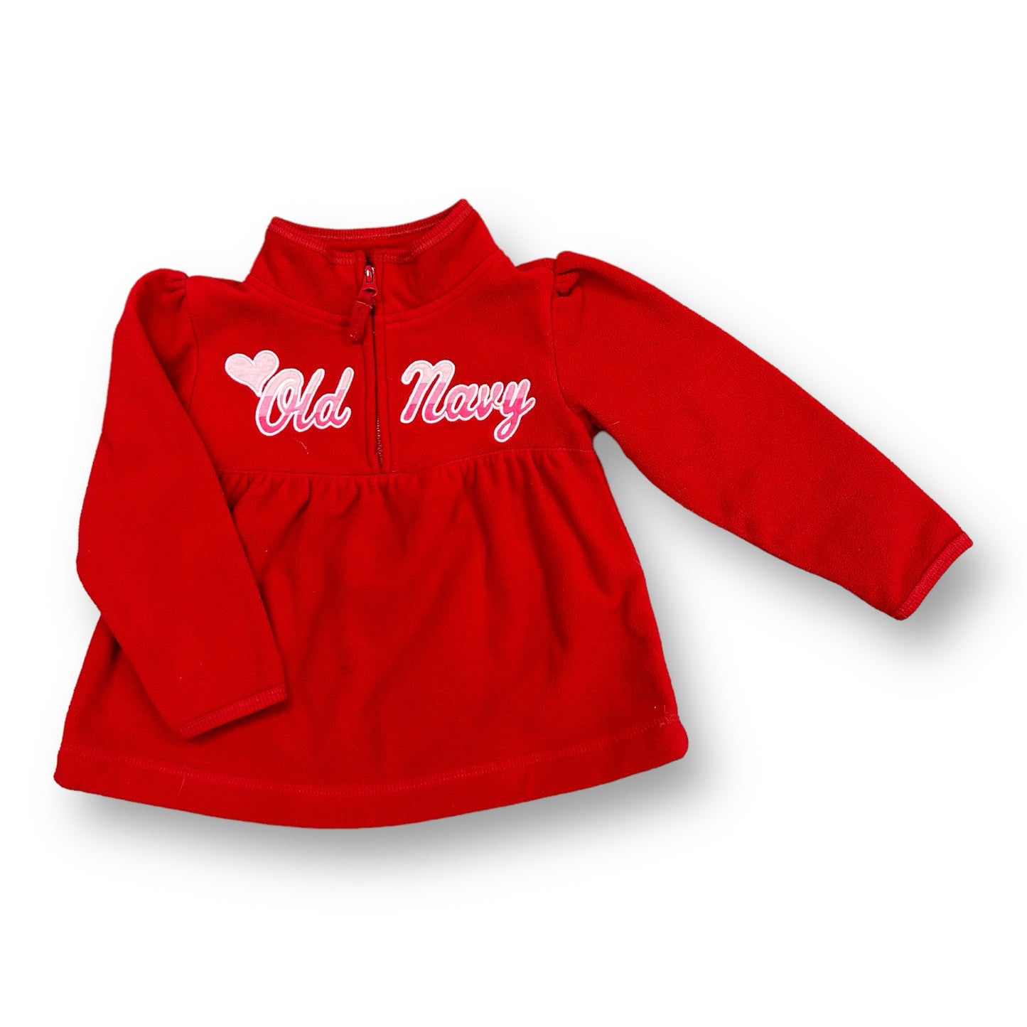 Old Navy Toddler Girls Size 3T Sweatshirt Red Fleece Quarter-Zip Pullover