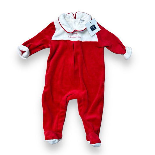 Boys Janie and Jack Size 0-3 Months Red/White Velvet Christmas One-Piece