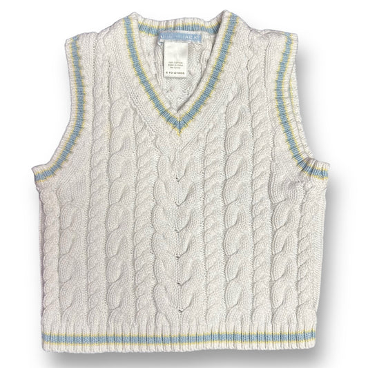 Boys Janie and Jack Size 6-12 Months White Cable Knit Sweater Vest