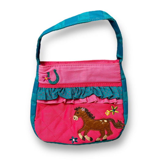 Stephen Joseph Girls Quilted Pink & Teal Horse Purse