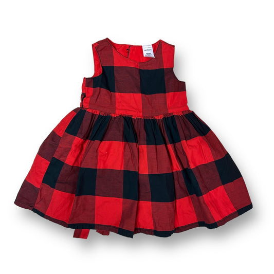 Girls Carter's Size 9 Months Red & Black Plaid Tie-Back Dress