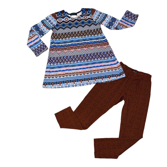 Boutique Girls Zaza Couture Size 5 Blue & Brown 2-Pc Outfit