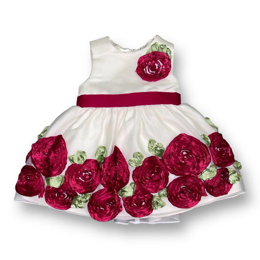 Girls American Princess Size 6 Months White & Red Rosette Dress