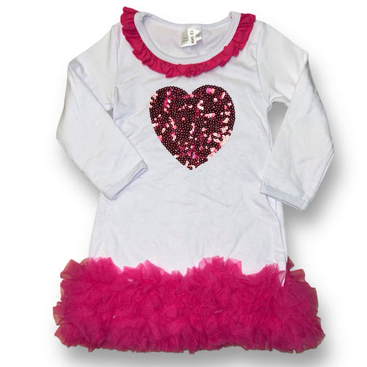 Girls Boutique Size 12-24 Months White & Pink Shimmer Heart Tulle Bottom Dress