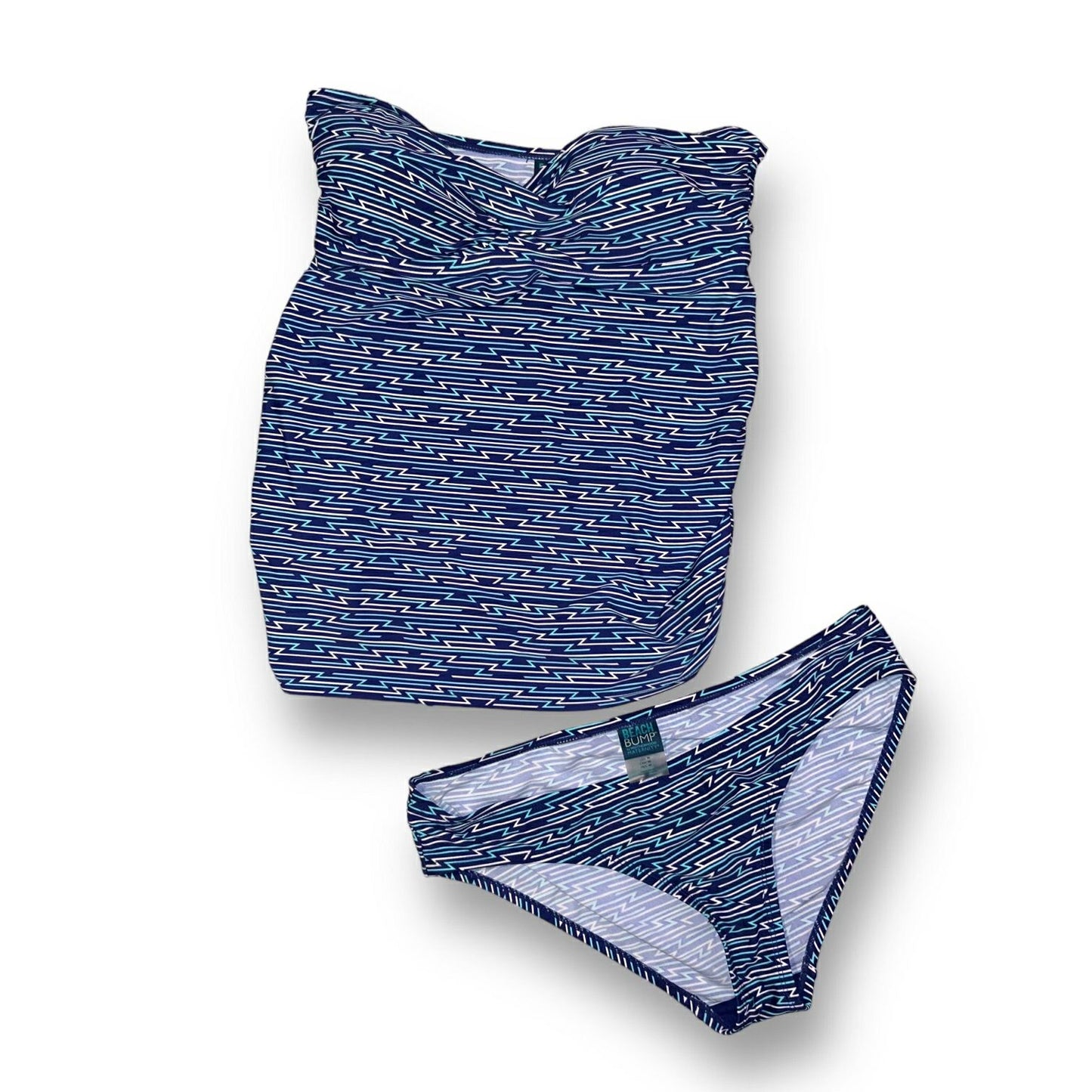 Motherhood Size M Blue Printed 2-Pc Maternity Swimwear Bathing Suit