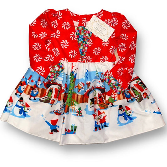 NEW! Girls BOUTIQUE Size 18-24 Months Red/White Silky Christmas Dress