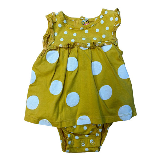 Girls Carter's Size 6 Months Mustard Polka Dot Snap Bottom One-Piece