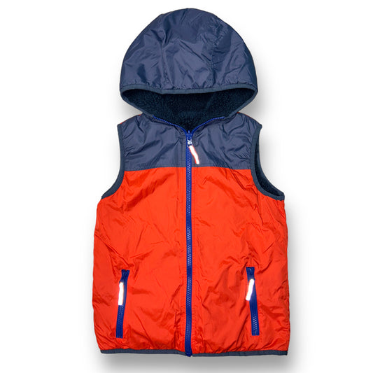 Boys Mini Boden Size 7/8 Orange & Navy Reversible Sherpa Outer Vest