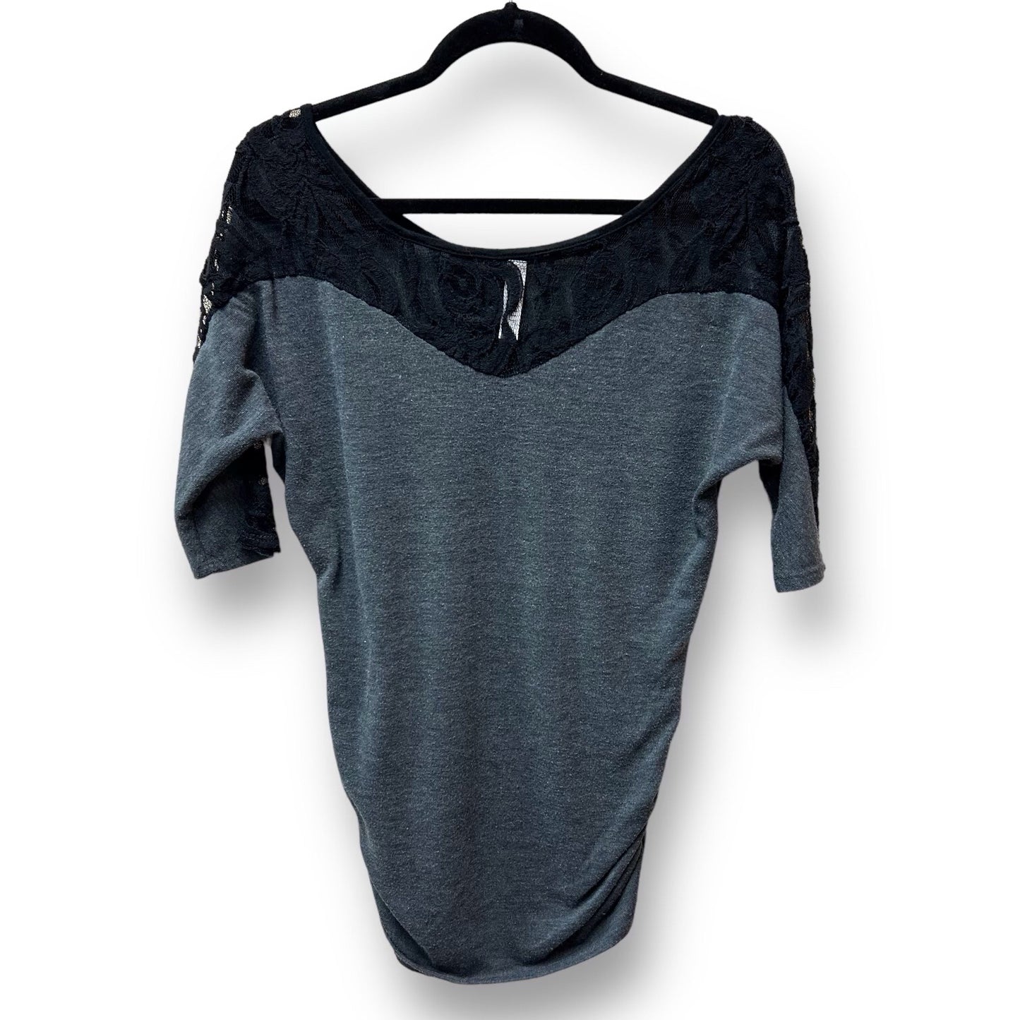 Pink Blush Size S Gray Lace Neckline Maternity Top