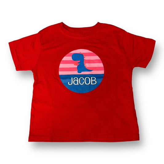 Boys Size 5/6 Red Short Sleeve Personalized Shirt, "Jacob"