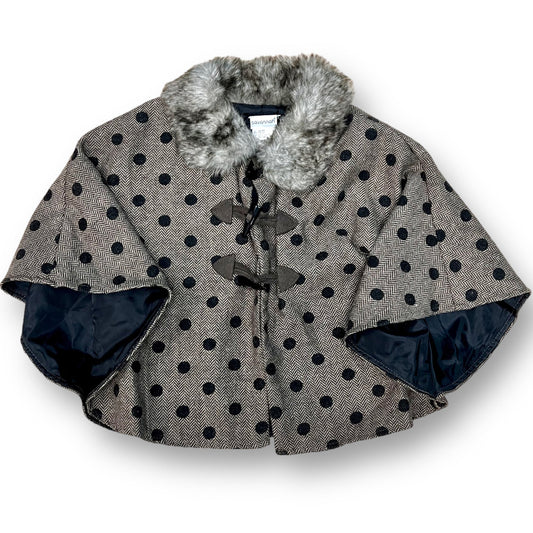 Savannah Girls Size 4T Shawl Cloak with Fur Collar Wool Blend Pea Coat