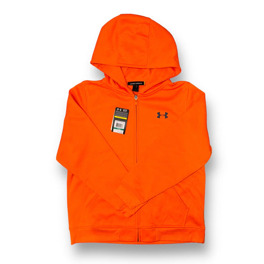 NEW! Boys Under Armour Size YLG 12/14 Orange Hooded Zip-Up Jacket