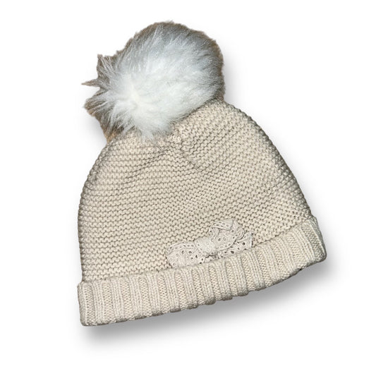 Girls Size 3-6 Months Beige Knit Winter Pom Beanie Hat