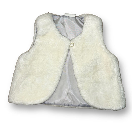 Girls Size 4T Faux Fur Vest Button Top Ivory Dress Overcoat