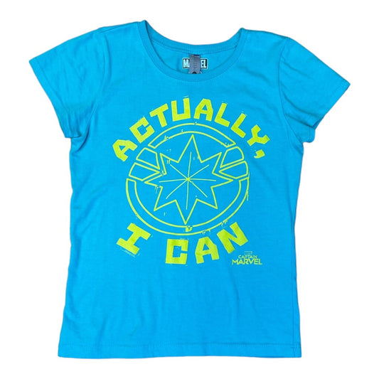 Girls Marvel Size 7/8 Blue 'Actually I Can' Short Sleeve Tee