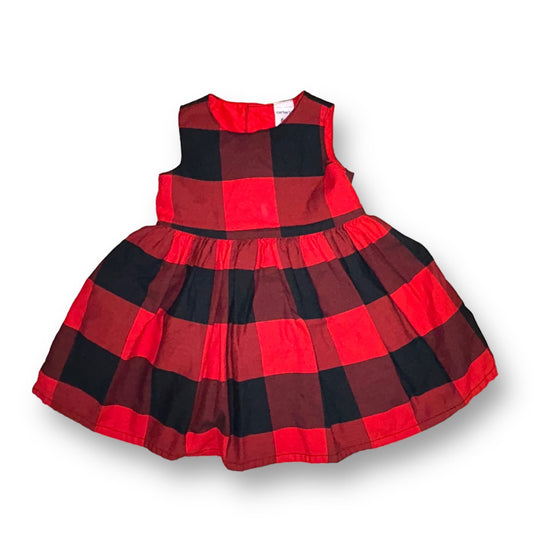 Girls Carter's Size 6 Months Red/Black Plaid Tie-Back Sleeveless Dress