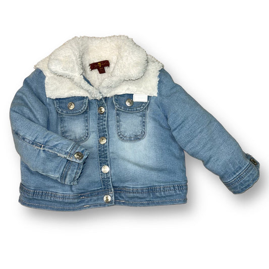 Girls 7 For All Mankind Size 18 Months Sherpa Lined Denim Coat