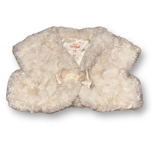 Girls Cat & Jack Size 3-6 Months Ivory Faux Fur Button Top Vest
