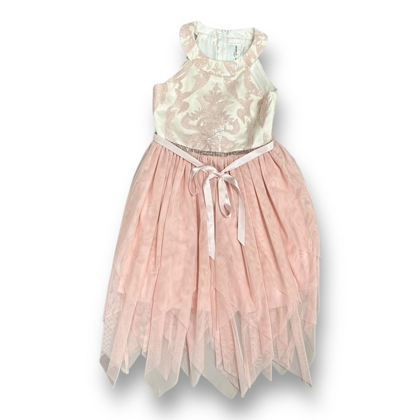 Rare Editions Girls Size 7 Dusty Rose Sequin Tulle Accent Formal Dress