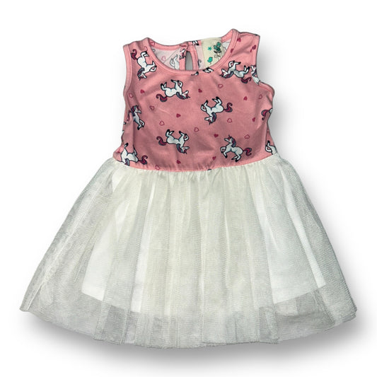 Girls Lily Bleu Size 12 Months Pink & Ivory Unicorn Tulle Bottom Dress