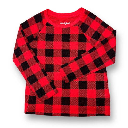 Cat & Jack Girls Size 4T Red Plaid Soft Knit Long Sleeve Pullover Shirt