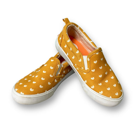 Tula Big Girl Size 12 Mustard Heart Print Slide-On Sneakers
