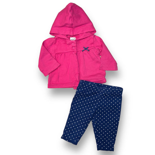 Girls Carter's Size Newborn Pink/Navy Hooded 2-Pc Outfit