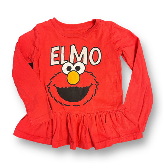Girls Sesame Street Size 4T Red Elmo Ruffle Bottom Long Sleeve Shirt