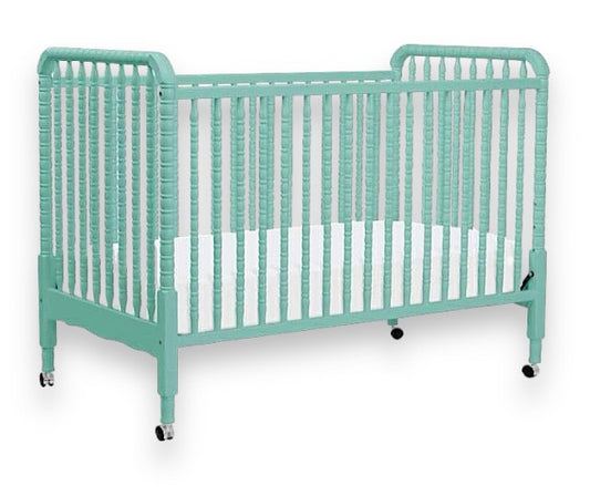 Million Dollar Baby 3-in-1 Aqua Blue Convertible Crib with Add-On Toddler Rail & All Hardware