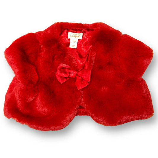 Girls Cat & Jack Size 18 Months Red Faux Fur Jacket Shrug