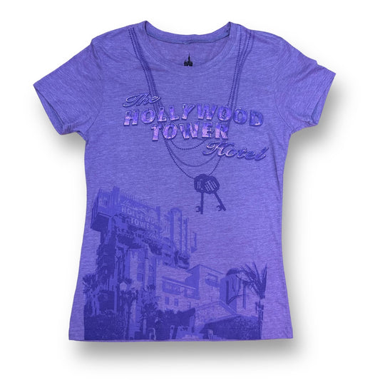 Girls Disney Parks Size 14/16 YLG Purple Hollywood Tower Tee