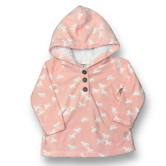 Girls Carter's Size 9 Months Pink Fleece Sherpa Hooded Pullover
