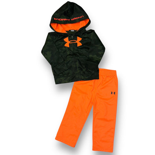 Boys Under Armour Size 24 Months Green/Orange Camo Athletic 2-Pc Outfit