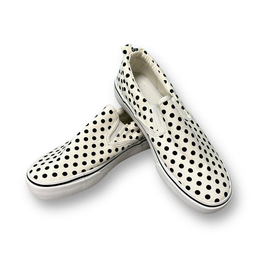 Youth Girl Size 5 B&W Polkadot Everyday Slide-On Canvas Shoes