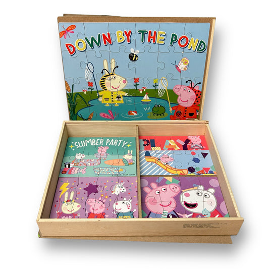 Peppa Pig 5-Wooden Puzzle Set with Storage Box